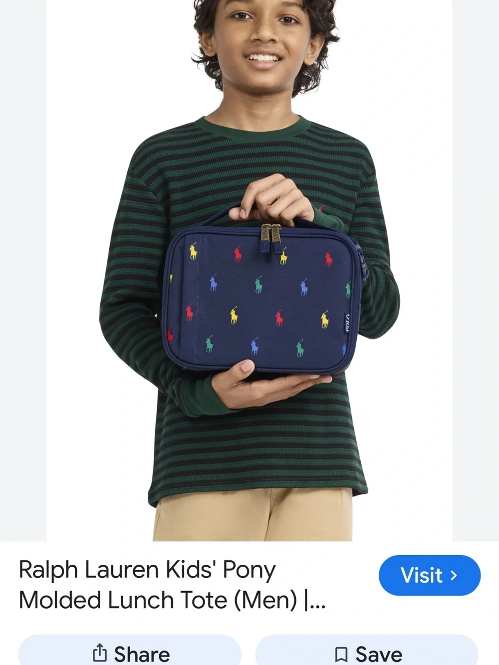 Ralph Lauren Navy Lunch Tote with Multicolor Pony Embroidery